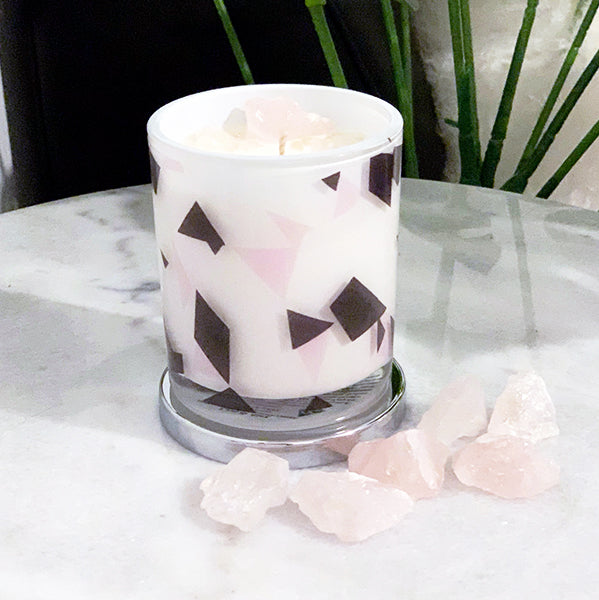 Pure Natural Soy Candle Crystal Power Rose Quartz