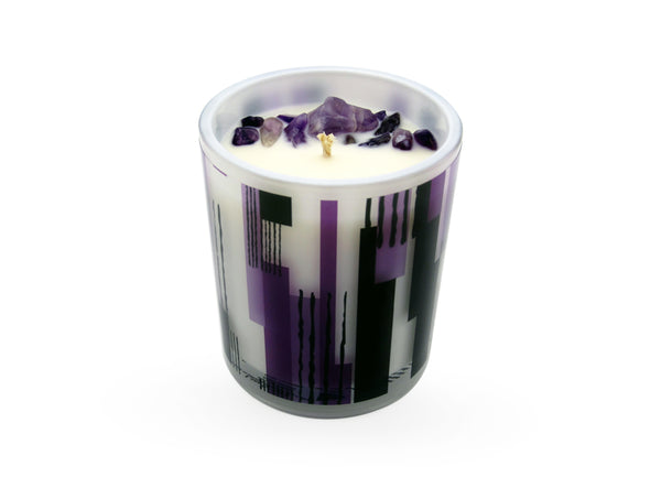 Lisa & Alex Hand Poured Pure Natural Soy Candle with Crystals AMETHYST 300g