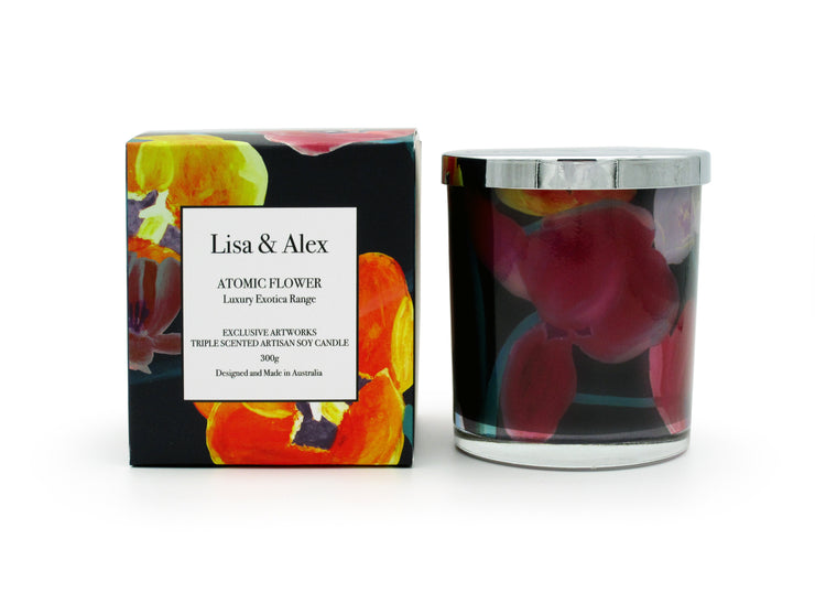 Lisa & Alex Hand Poured Pure Natural Soy Candle Atomic Flower 300g