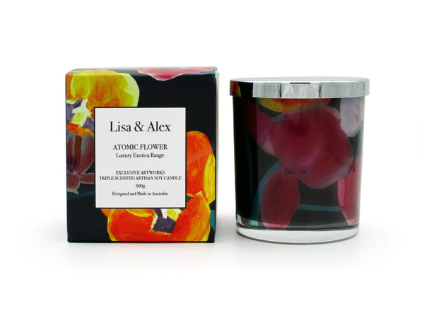 Lisa & Alex Hand Poured Pure Natural Soy Candle ATOMIC FLOWER 300g
