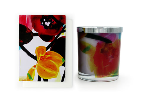 Lisa & Alex Hand Poured Pure Soy Candle & Designer Greeting Card Pack CRÈME CARAMEL