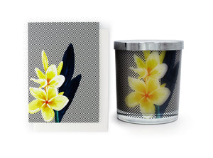Lisa & Alex Hand Poured Pure Soy Candle & Designer Greeting Card Pack FRANGIPANI