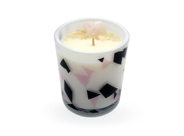 Lisa & Alex Hand Poured Pure Natural Soy Candle with Crystals ROSE QUARTZ 300g