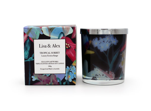 Lisa & Alex Hand Poured Pure Natural Soy Candle TROPICAL SORBET 300g